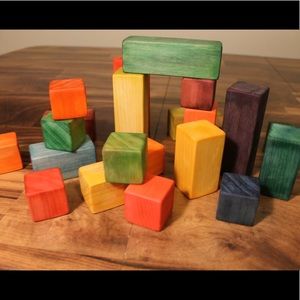 Valentine Building Blocks and regular multi colored wooden blocks